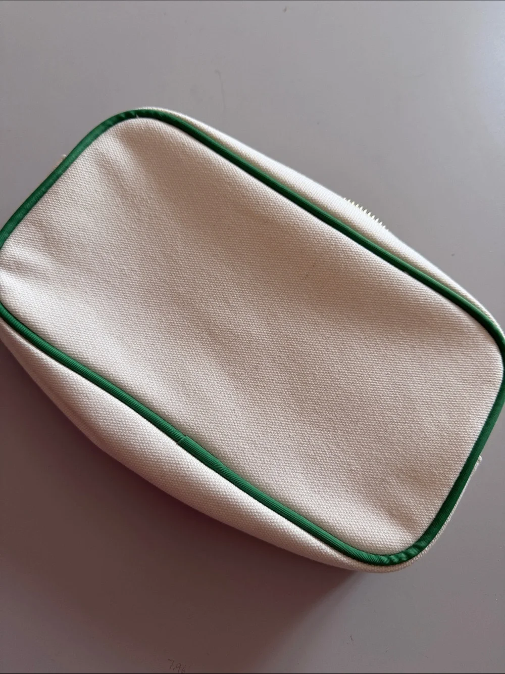 NWT Cream Canvas Pickleball Pouch with Pink Embroidery